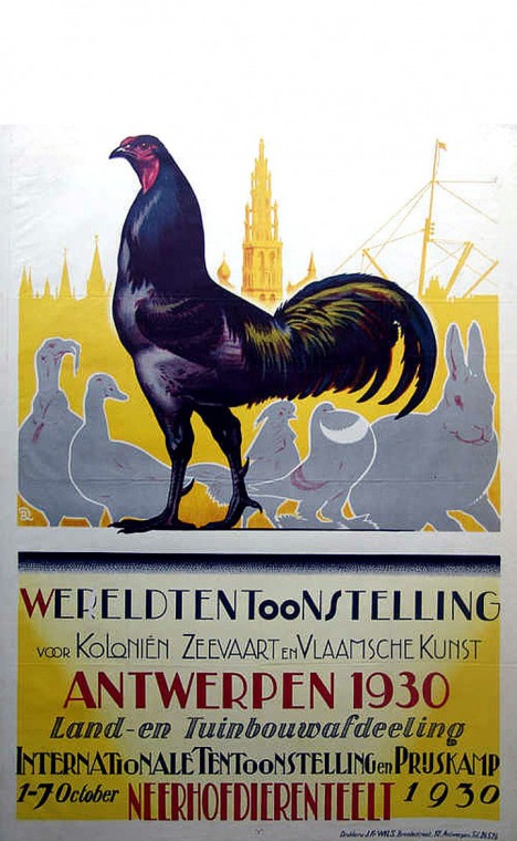 Cartel para animales de corral en la Exposición Universal de Amberes, 1930 © Colección Juul Lauwers