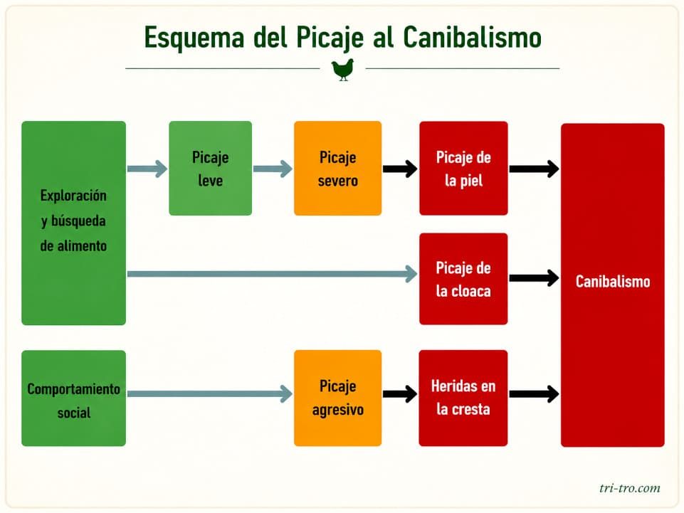 Esquema del picaje al canibalismo