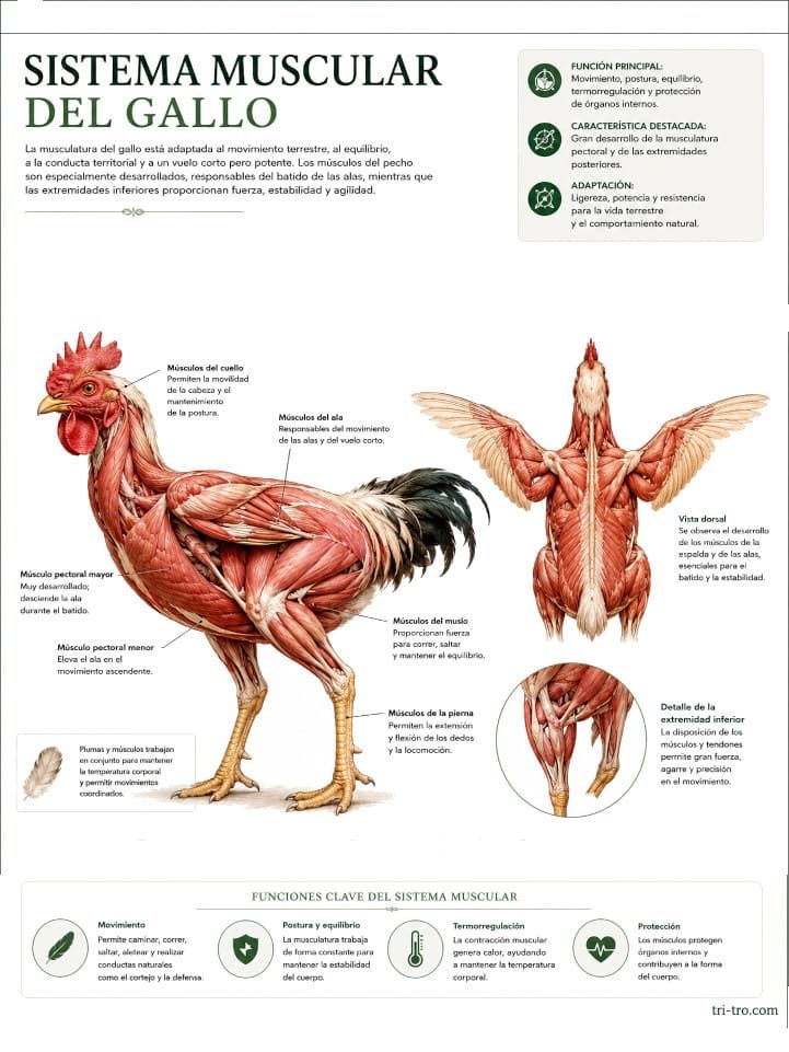 Sistema muscular: gallina y gallo