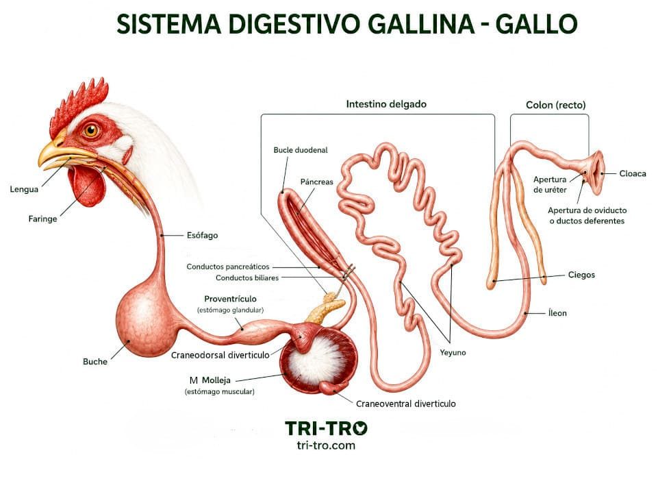 Sistema digestivo gallina y gallo